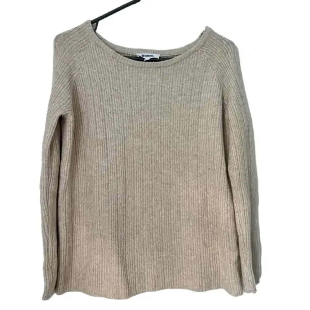 BB Dakota Womens Beige Sand Cutout Sleeve Cotton Blend Sweater